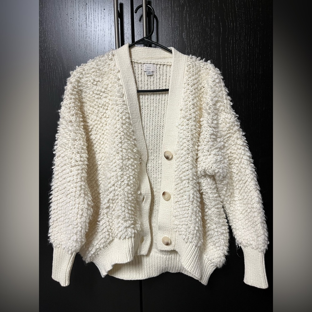 A New Day Fluffy Cardigan - Small - White